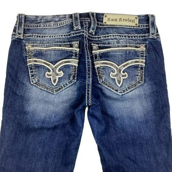 Rock Revival Julie Womens Distressed Capri Jeans Size 29 Blue Denim - Picture 5 of 12